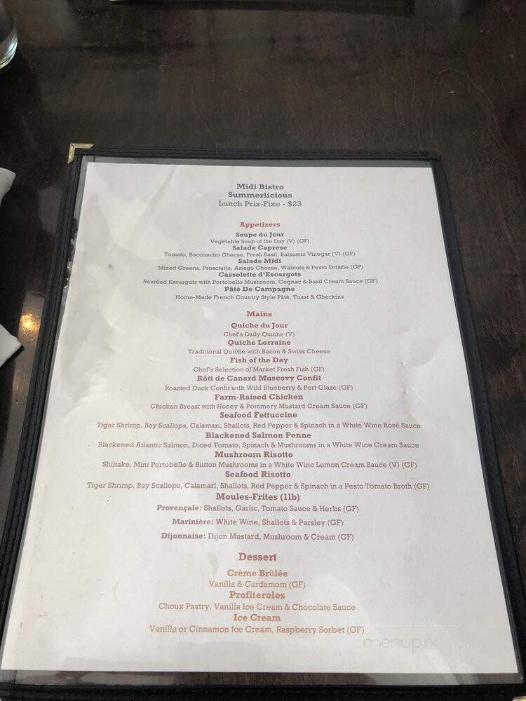 Midi Bistro - Toronto, ON menu_pic