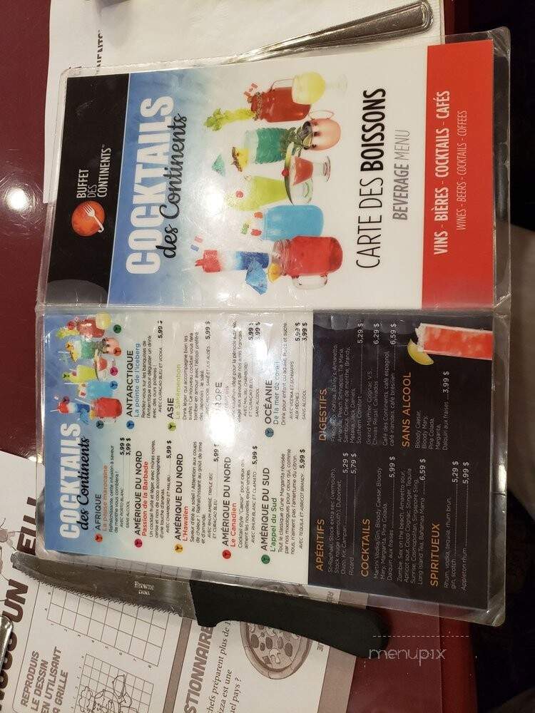 Le Restaurant Buffet des Continents - Quebec, QC menu_pic