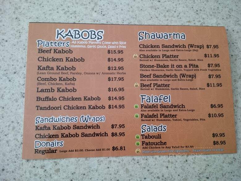 PitaBake - Edmonton, AB menu_pic