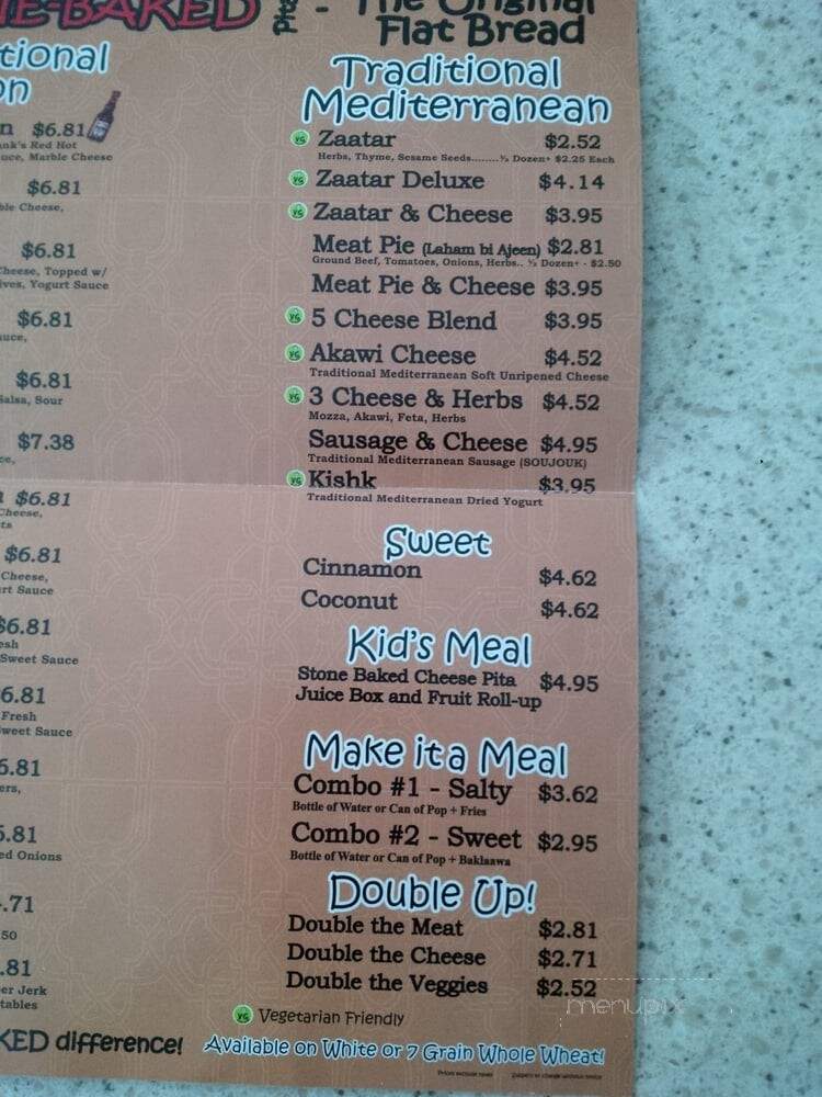 PitaBake - Edmonton, AB menu_pic