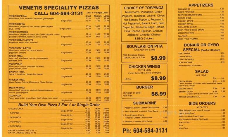 Venetis Pizza - Surrey, BC menu_pic