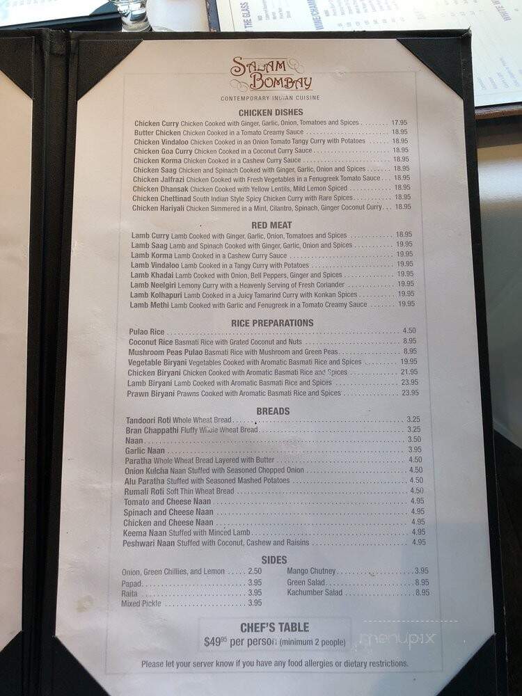Salam Bombay Restaurant Inc - Vancouver, BC menu_pic