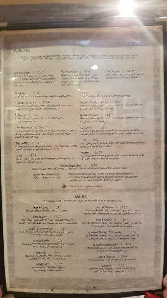 Roxy Burger - Vancouver, BC menu_pic