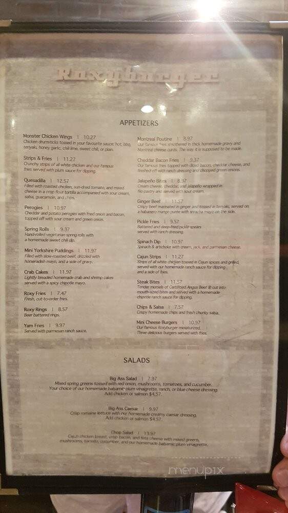 Roxy Burger - Vancouver, BC menu_pic