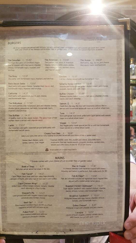 Roxy Burger - Vancouver, BC menu_pic
