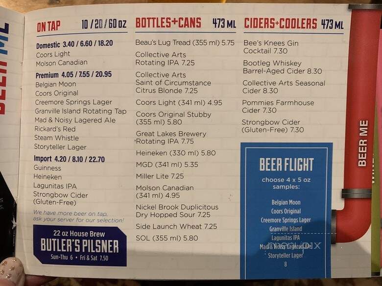 Owl & Firkin - Markham, ON menu_pic