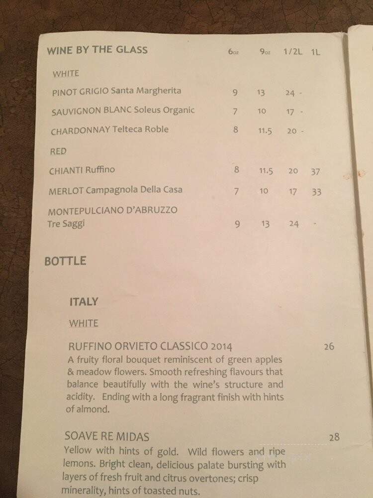 Santa Lucia Italian Restaurant - Canmore, AB menu_pic