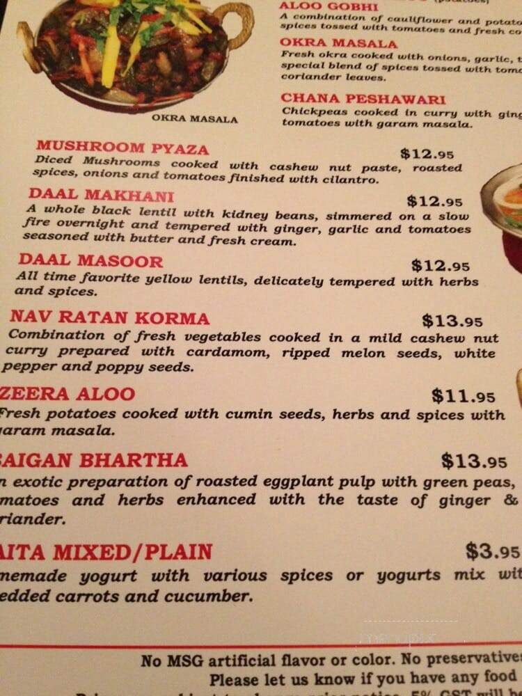 Mehtab East Indian Cuisine - Cochrane, AB menu_pic