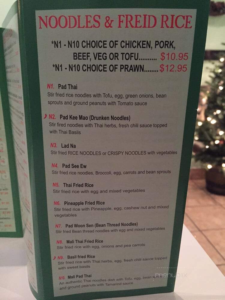 Mali Thai - Vancouver, BC menu_pic