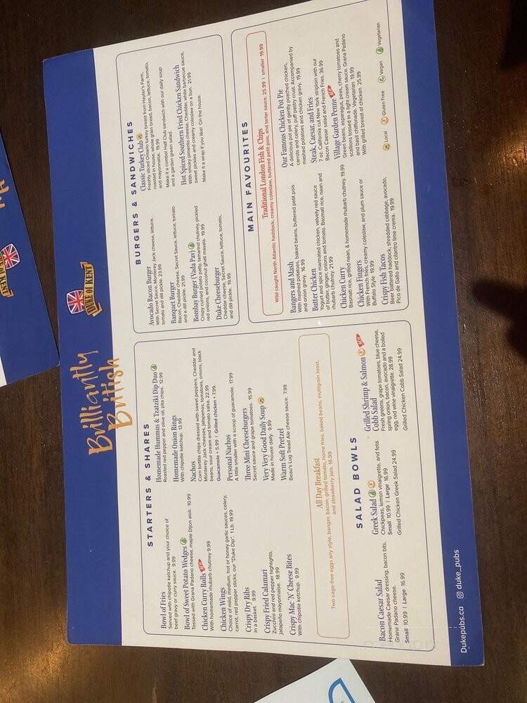 The Duke of Kent - Toronto, ON menu_pic