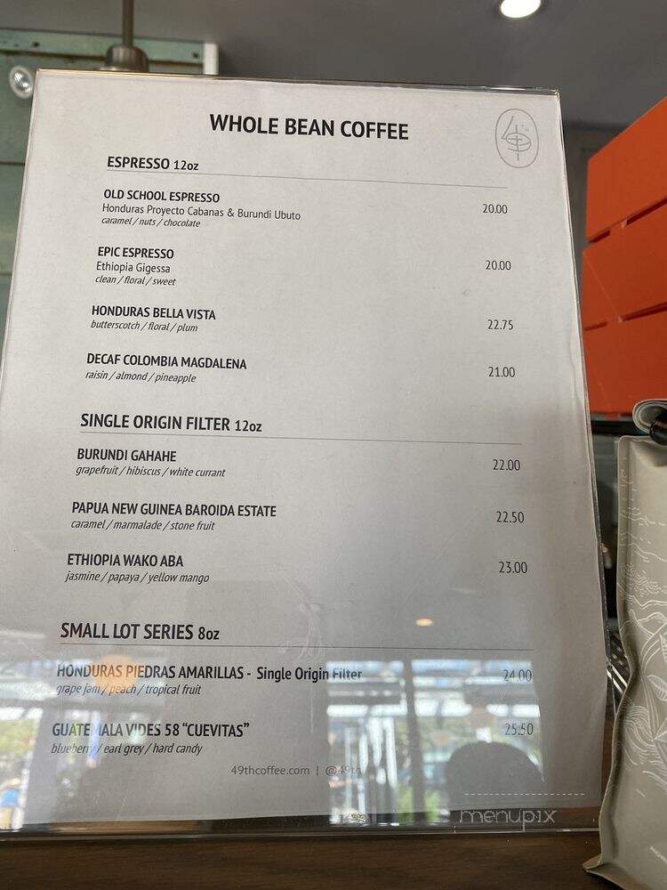 49th Parallel Coffee Roasters Cafe - Vancouver, BC menu_pic