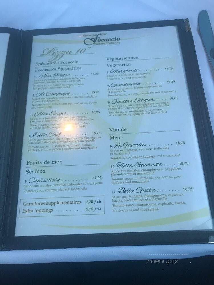 Restaurant Foccaccio - Dorval, QC menu_pic
