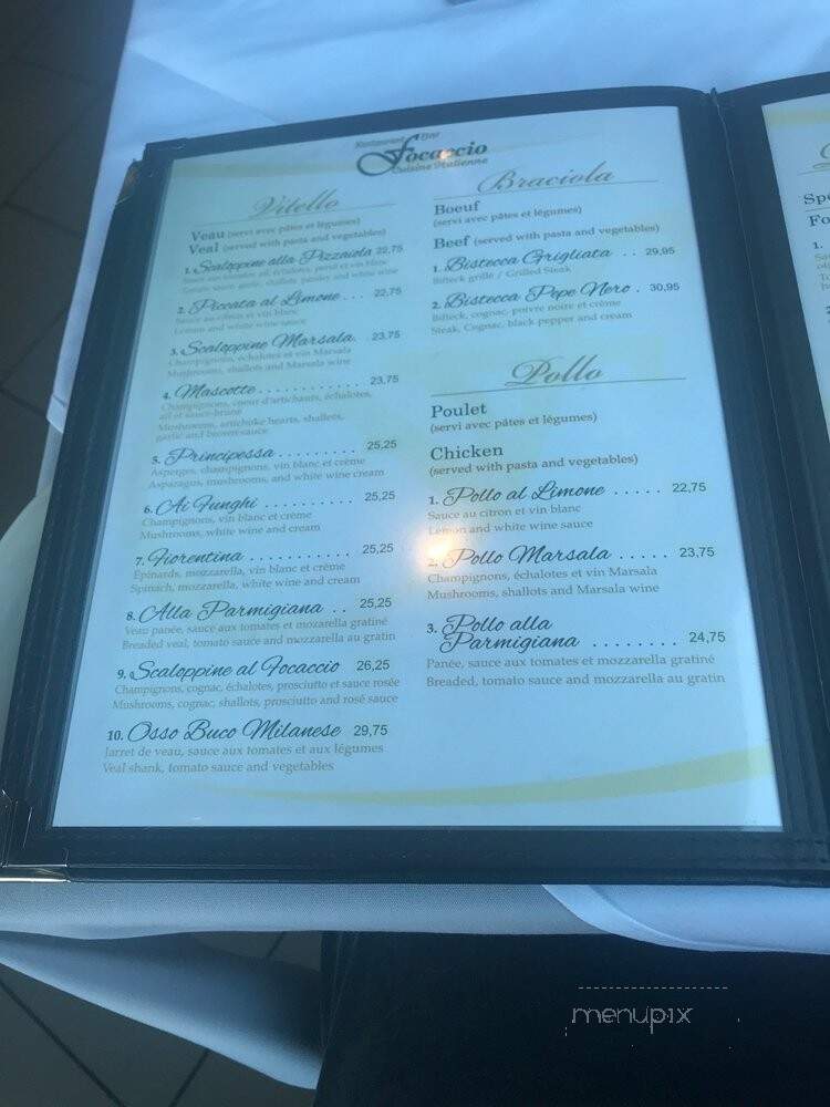 Restaurant Foccaccio - Dorval, QC menu_pic