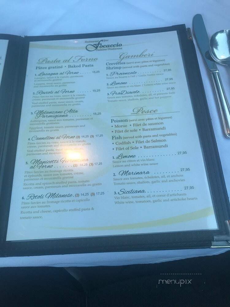 Restaurant Foccaccio - Dorval, QC menu_pic
