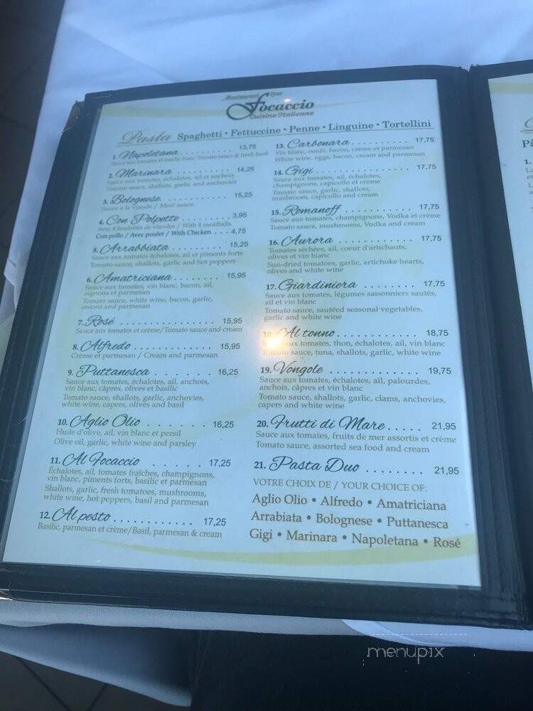 Restaurant Foccaccio - Dorval, QC menu_pic