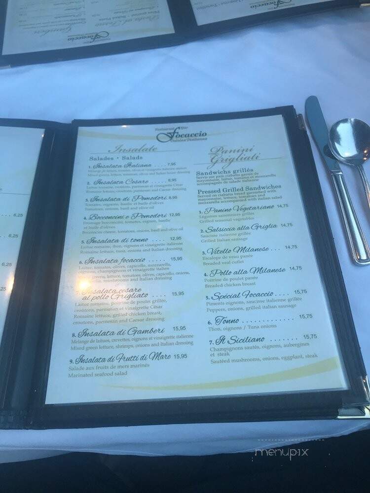 Restaurant Foccaccio - Dorval, QC menu_pic