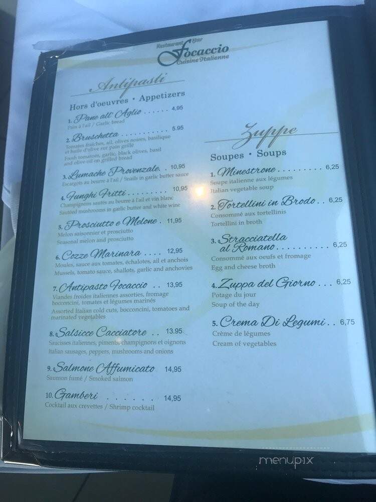 Restaurant Foccaccio - Dorval, QC menu_pic