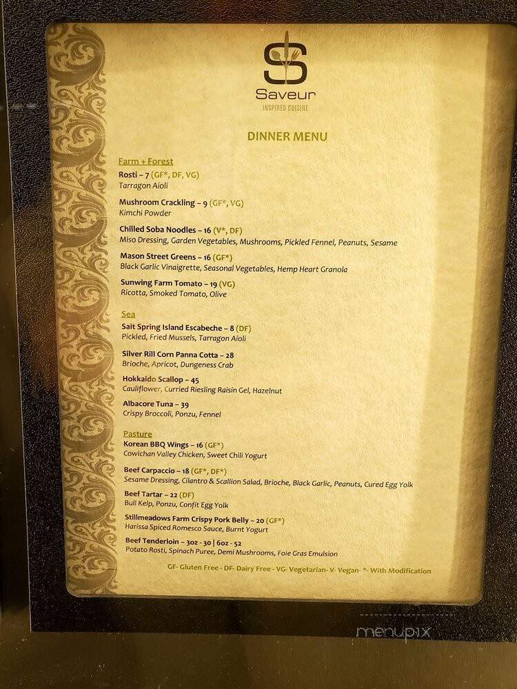 The Victorian Restaurant - Victoria, BC menu_pic