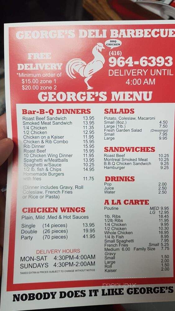 George's Deli & BBQ - Toronto, ON menu_pic