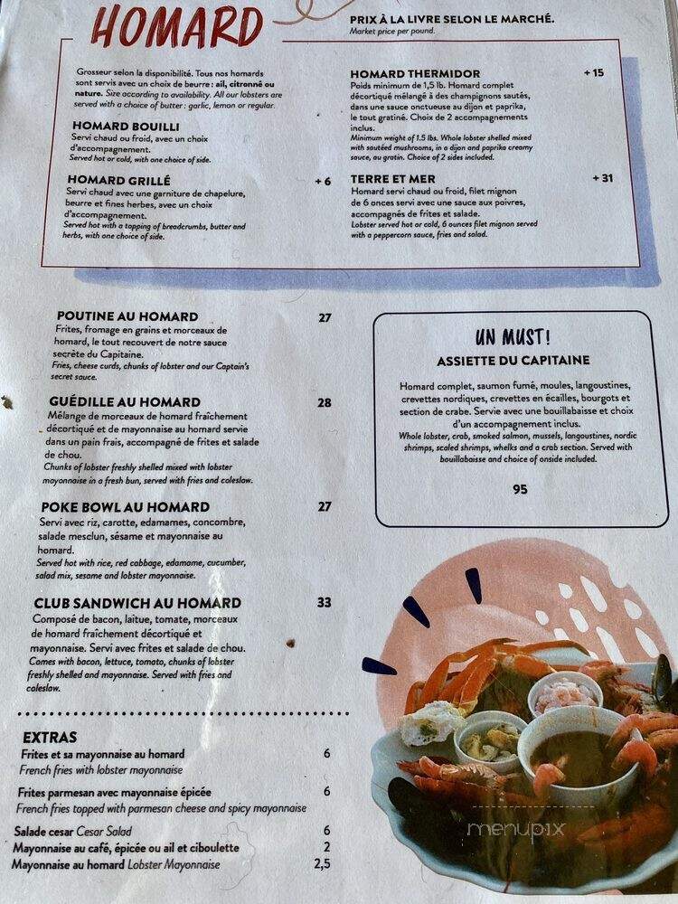 Restaurant Capitaine Homard - Sainte-Flavie, QC menu_pic
