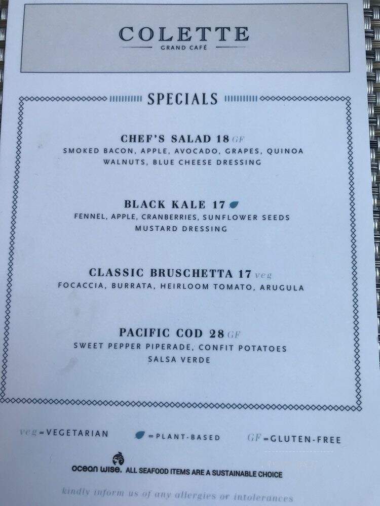 Holt Renfrew Cafe - Edmonton, AB menu_pic