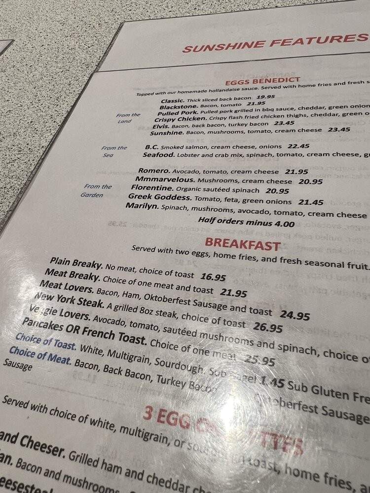 Sunshine Diner - Vancouver, BC menu_pic