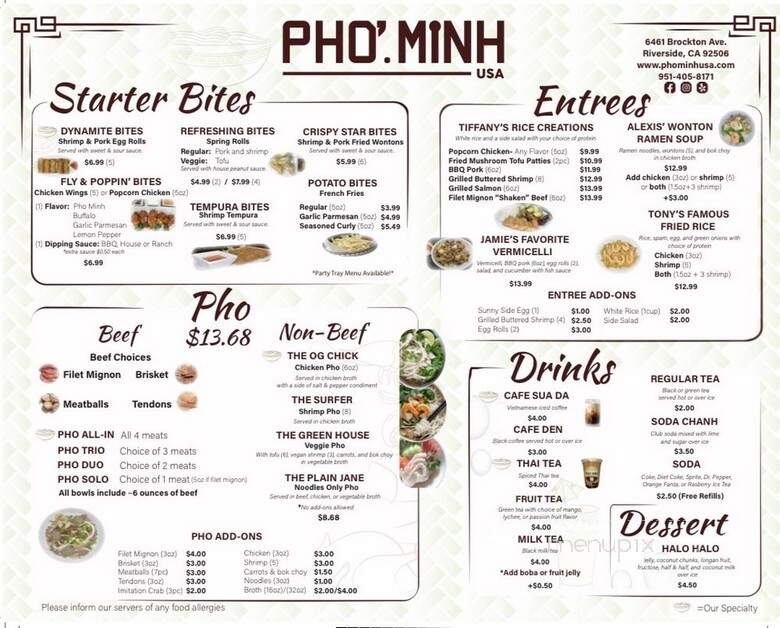 Pho Minh - Montreal, QC menu_pic