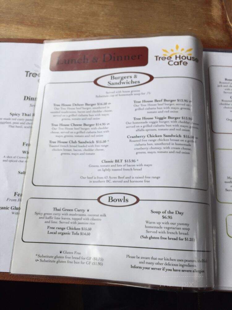 Tree House Cafe - Salt Spring Island, BC menu_pic