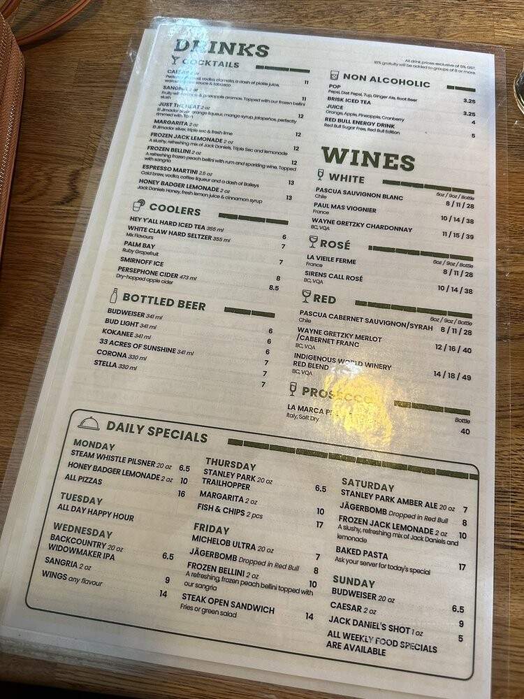 Malones Bar & Grill Downtown - Vancouver, BC menu_pic