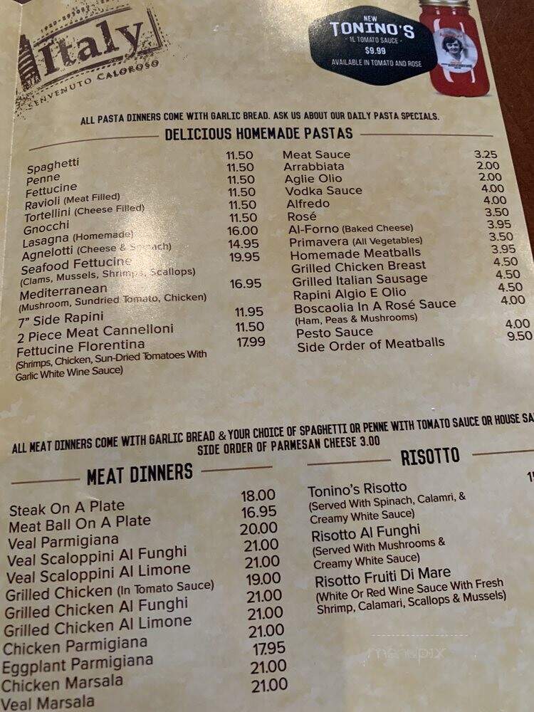 Tonino's Pizzeria & Pannini - Brampton, ON menu_pic