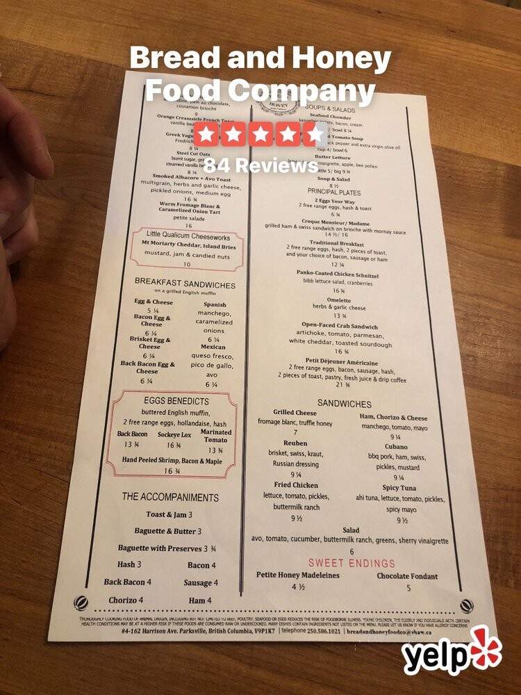 High Cafe & Tearoom - Qualicum Beach, BC menu_pic