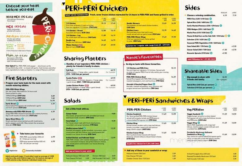 Nando's Chicken - Burnaby, BC menu_pic