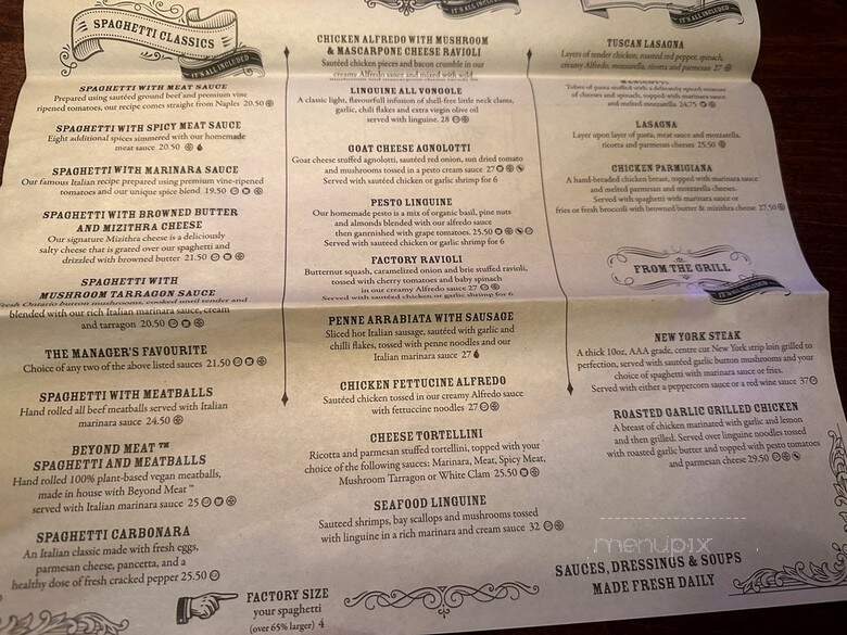 The Old Spaghetti Factory Restaurant - Toronto, ON menu_pic