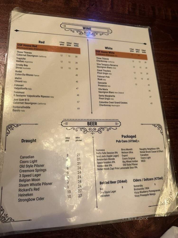 The Old Spaghetti Factory Restaurant - Toronto, ON menu_pic