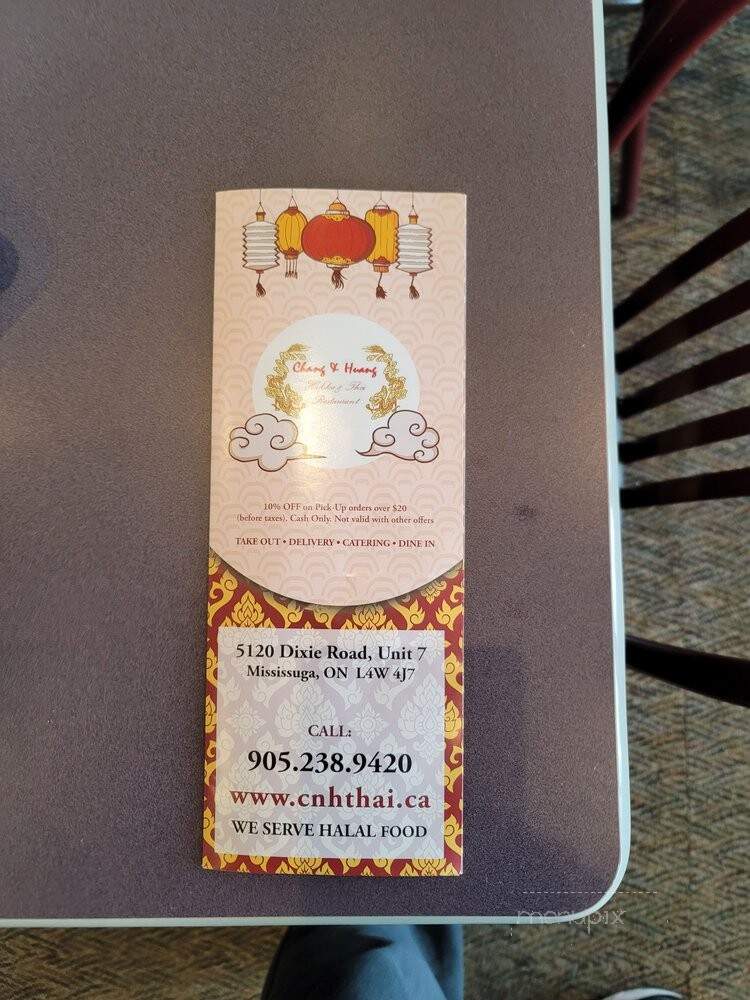 Chang & Huang Thai Restaurant - Mississauga, ON menu_pic