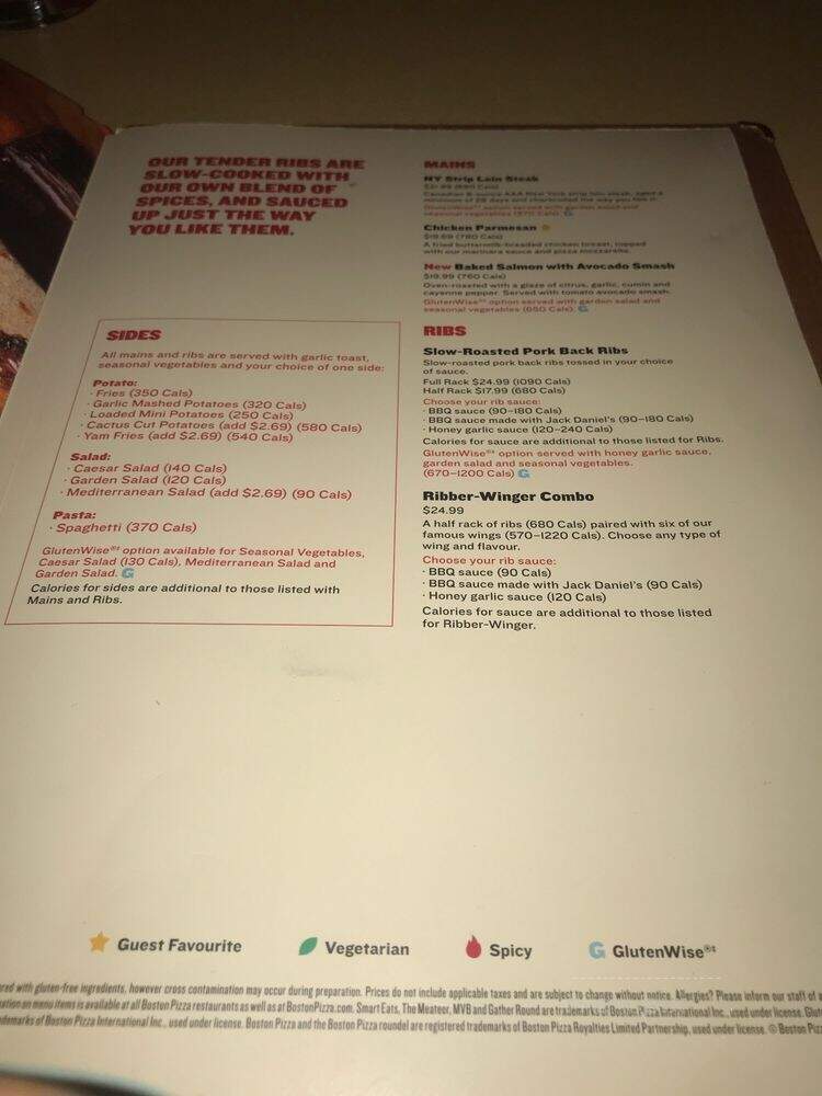 Boston Pizza - Toronto, ON menu_pic
