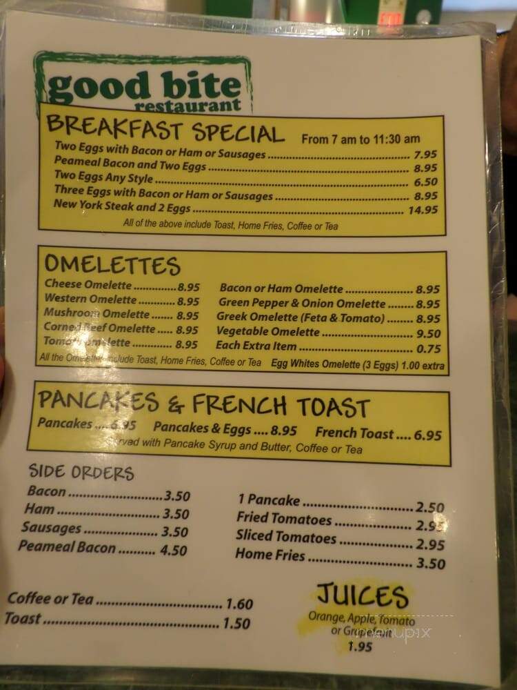 Good Bite Restaurant - Toronto, ON menu_pic