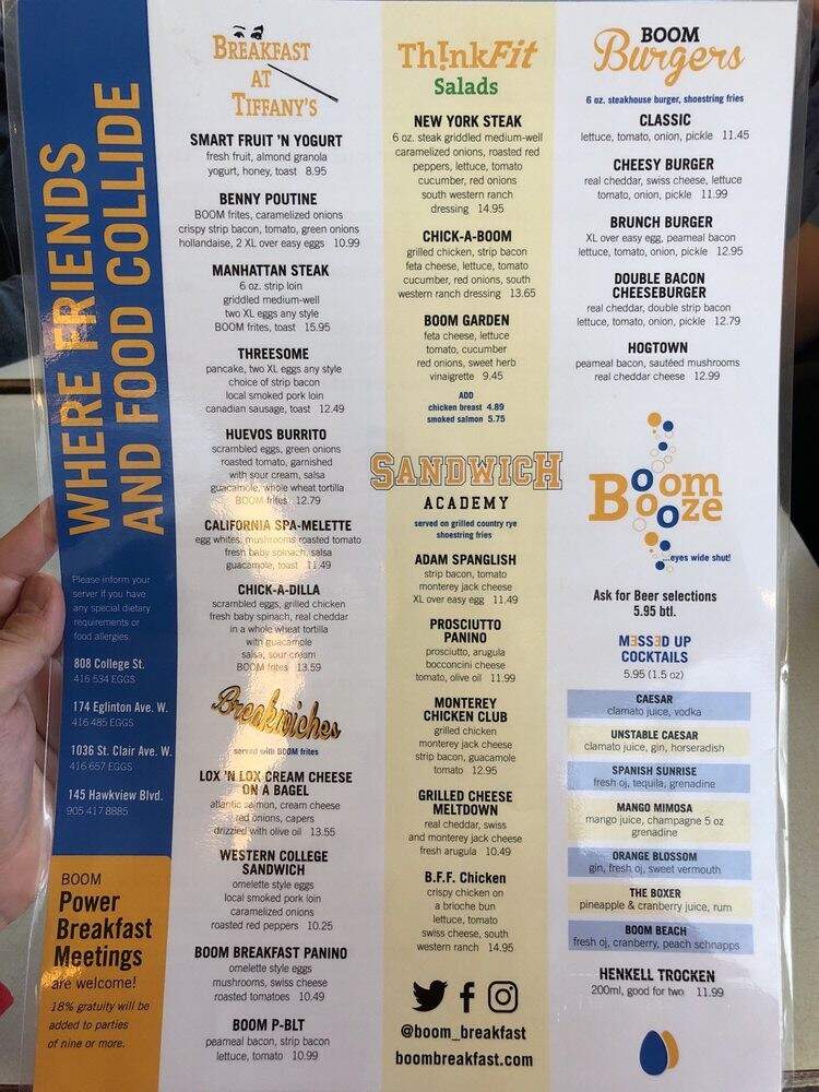 Boom Breakfast & Co - Toronto, ON menu_pic