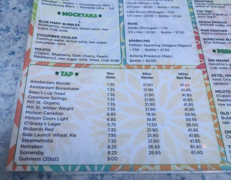 O'Grady's Restaurant - Toronto, ON menu_pic