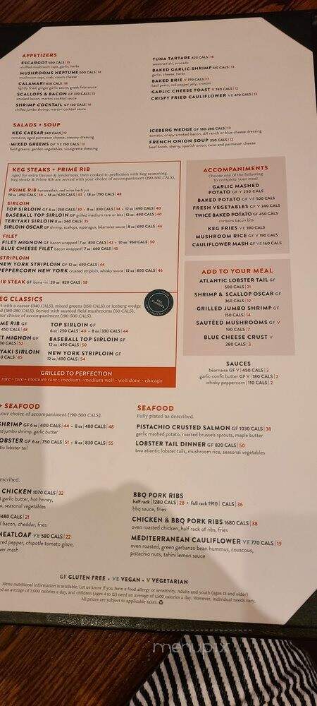 Keg Steakhouse & Bar - Ajax, ON menu_pic
