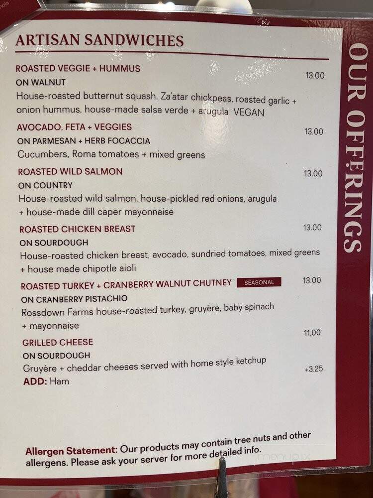 Terra Breads Bakery & Cafe - Vancouver, BC menu_pic