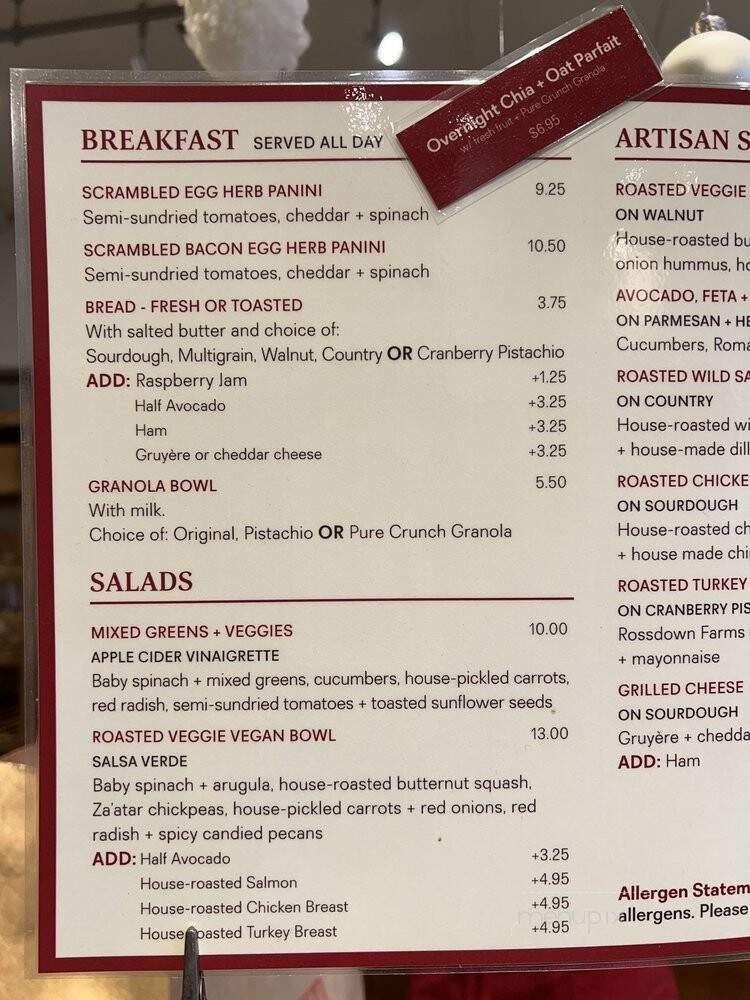 Terra Breads Bakery & Cafe - Vancouver, BC menu_pic