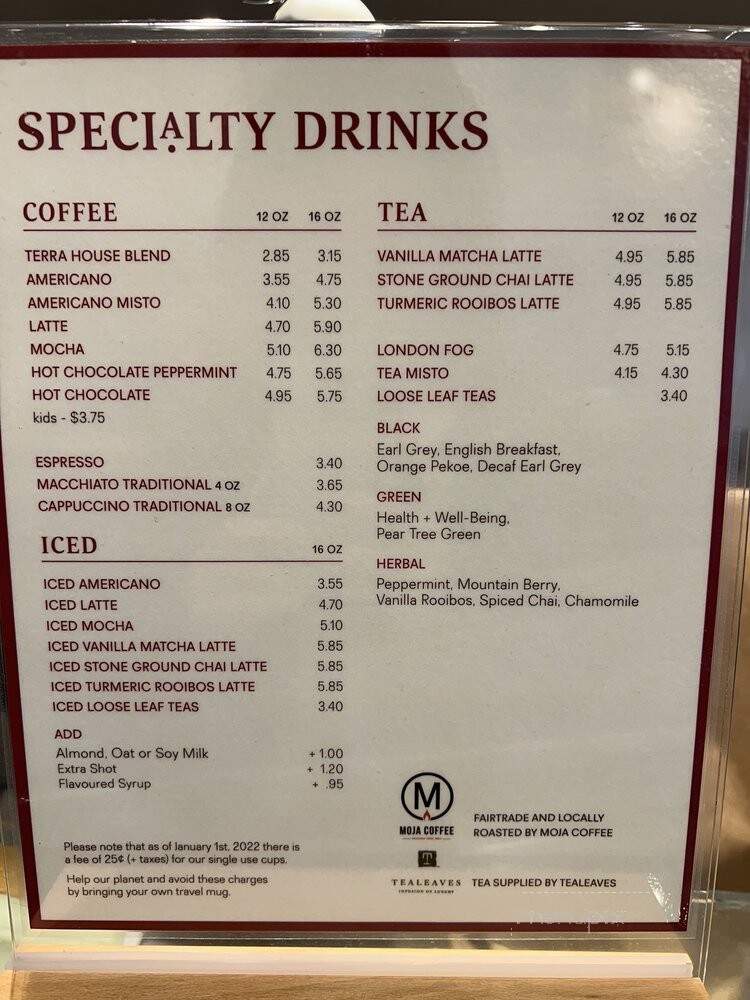Terra Breads Bakery & Cafe - Vancouver, BC menu_pic