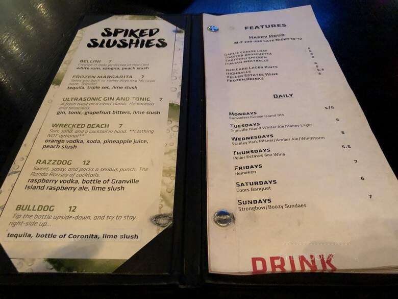 Red Card Sports Bar + Eatery - Vancouver, BC menu_pic