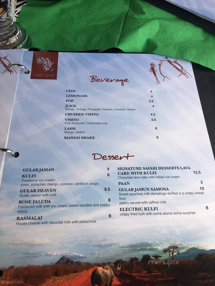 Safari Grill - Calgary, AB menu_pic