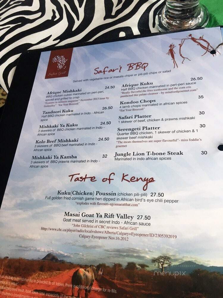 Safari Grill - Calgary, AB menu_pic
