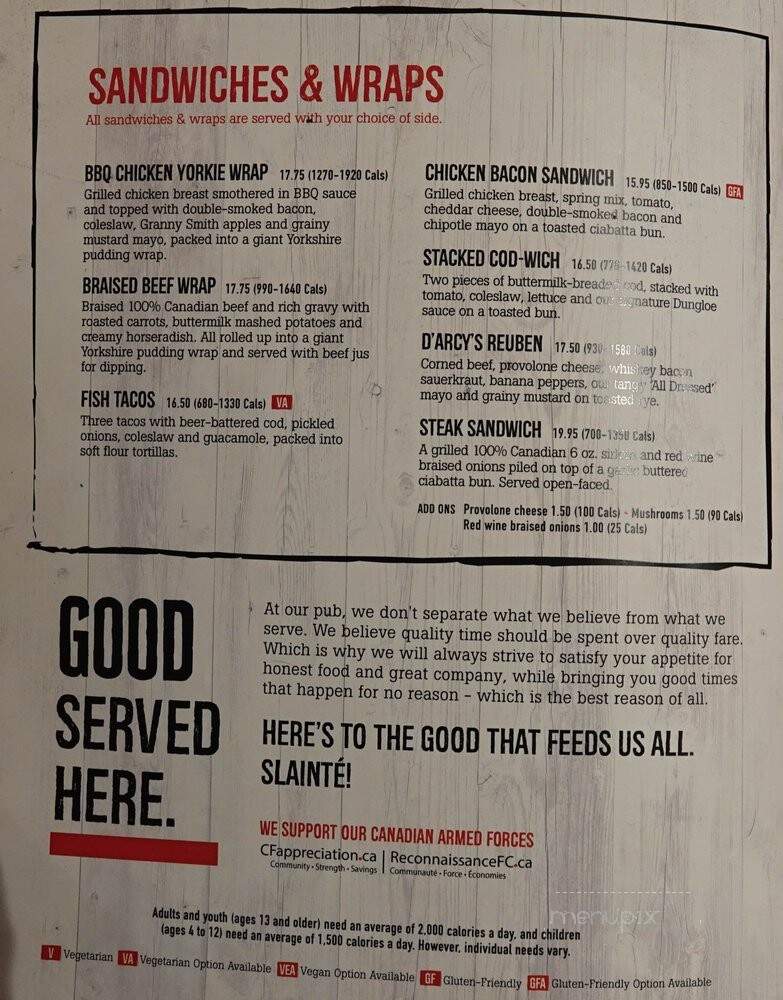 Tir Nan Og Irish Pub - Kingston, ON menu_pic