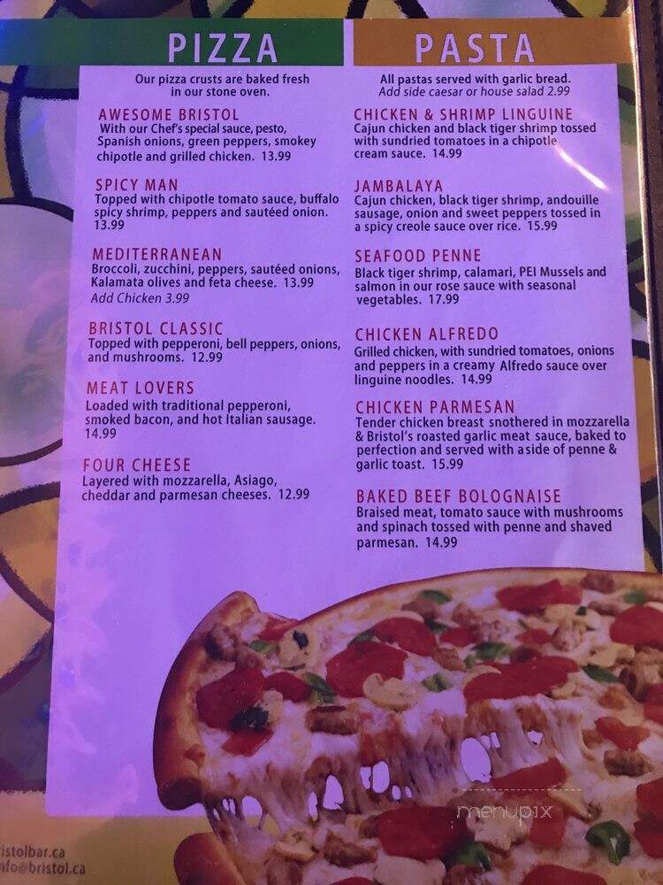 The Bristol Bar and Grill - Mississauga, ON menu_pic