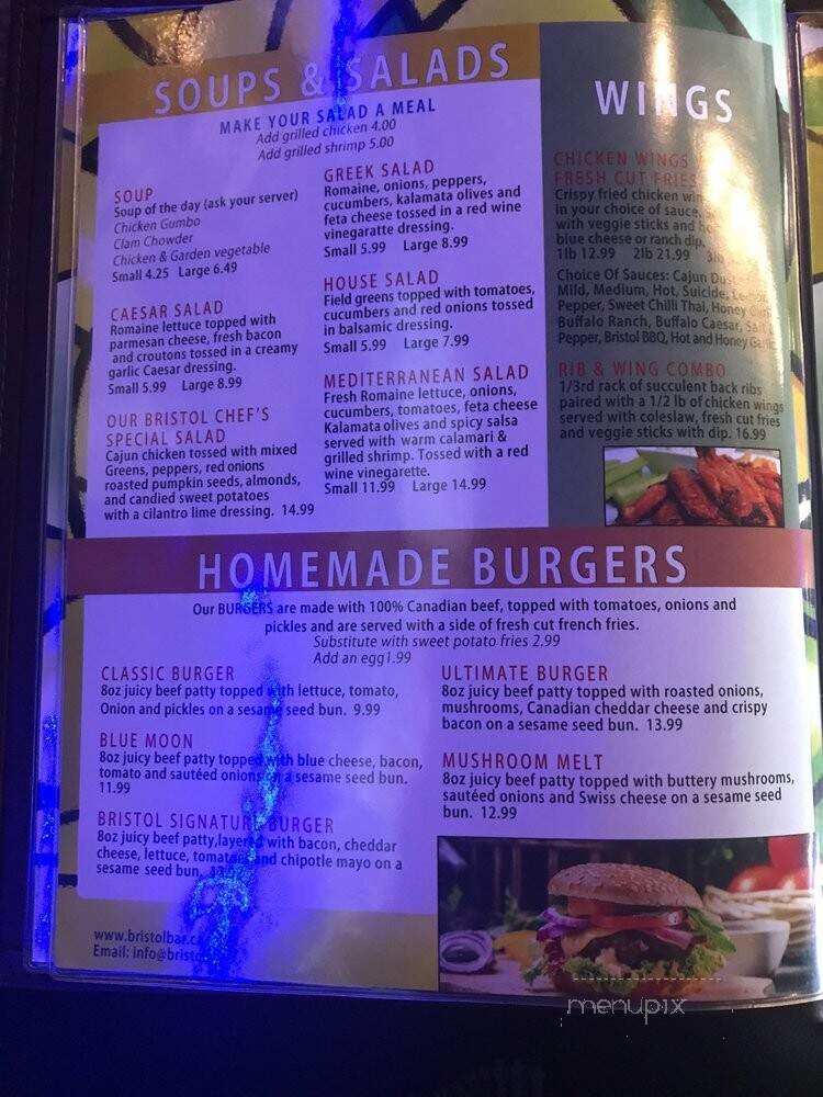 The Bristol Bar and Grill - Mississauga, ON menu_pic