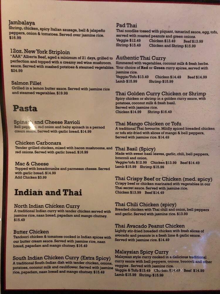 Wylie's Restaurant - Toronto, ON menu_pic